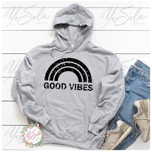 Tops - Good Vibes - Athletic Grey Hoodie pullover